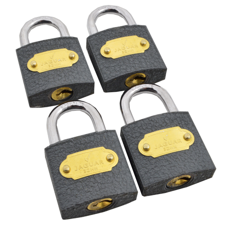 Jaguar 32mm Iron Padlock Set (4-Pack) — Durable Security Locks | Clamshell Packaging