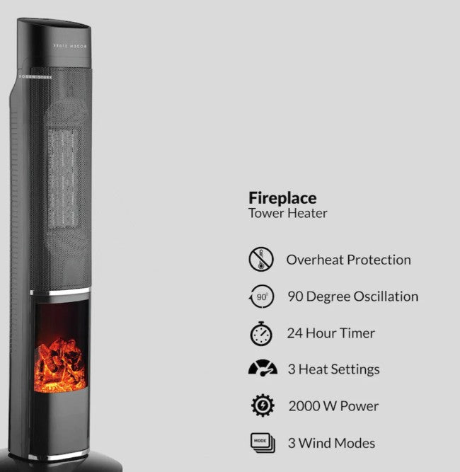 Boden Stark Fireplace Tower Heater
