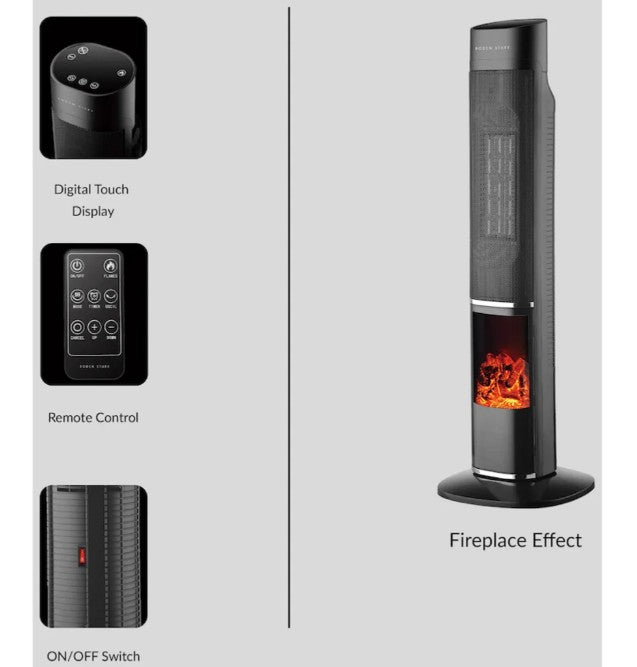Boden Stark Fireplace Tower Heater