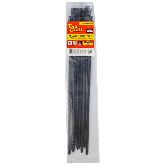 NYLON CABLE TIES 7.6MM X 400MM BLACK 25PC
