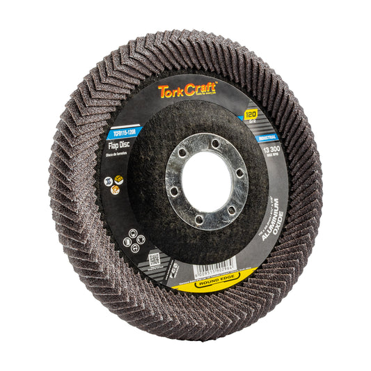 FLAP DISC ROUND EDGE A/O 115MM 120 GRIT FLAT