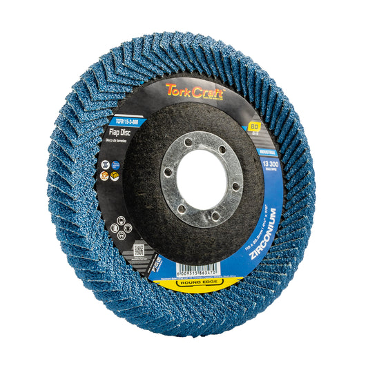 FLAP DISC ROUND EDGE ZIRCONIUM 115MM 80 GRIT FLAT