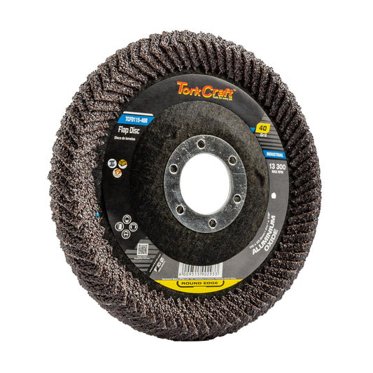 FLAP DISC ROUND EDGE A/O 115MM 40 GRIT FLAT