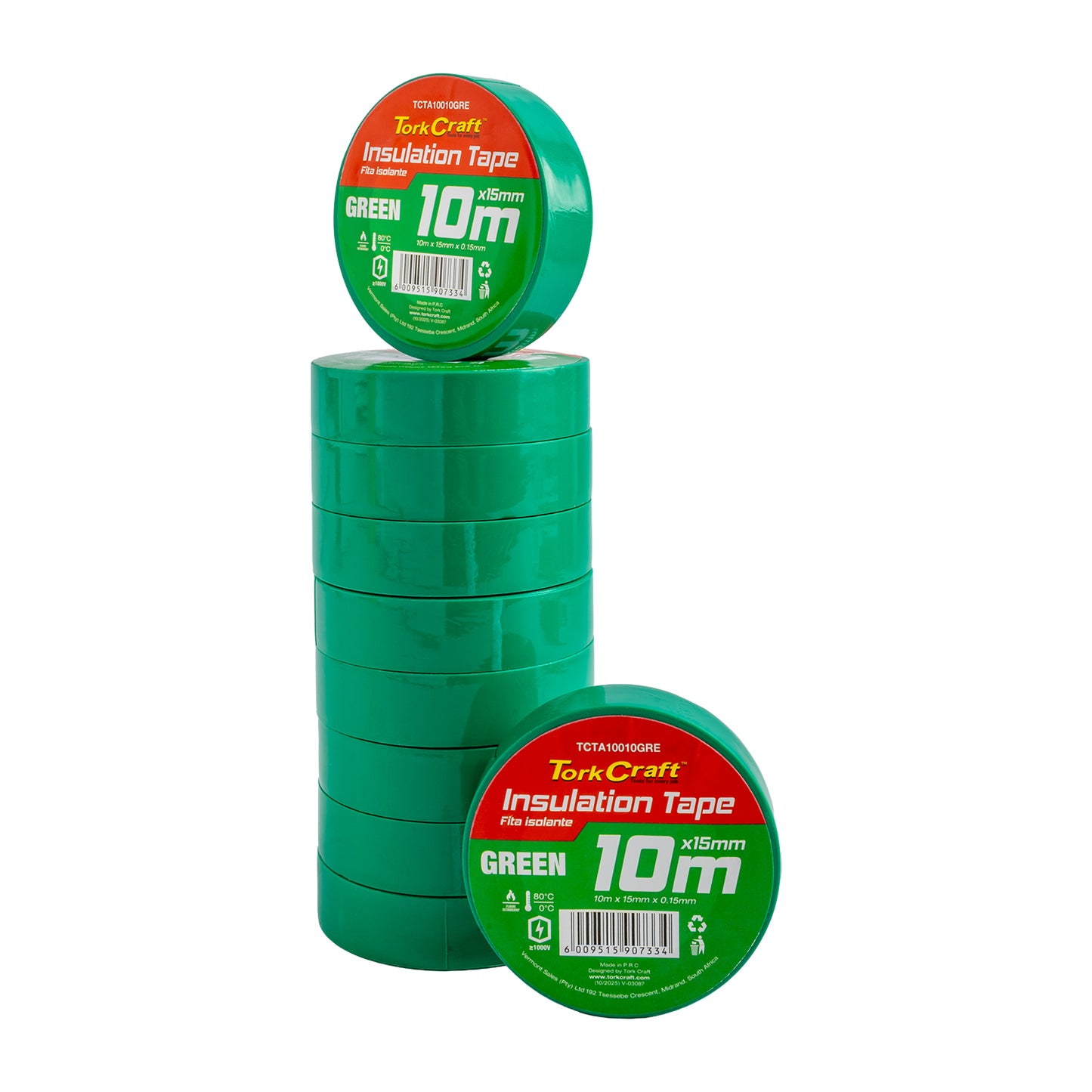 0.15MMX15MMX10M GREEN INSULATION TAPE