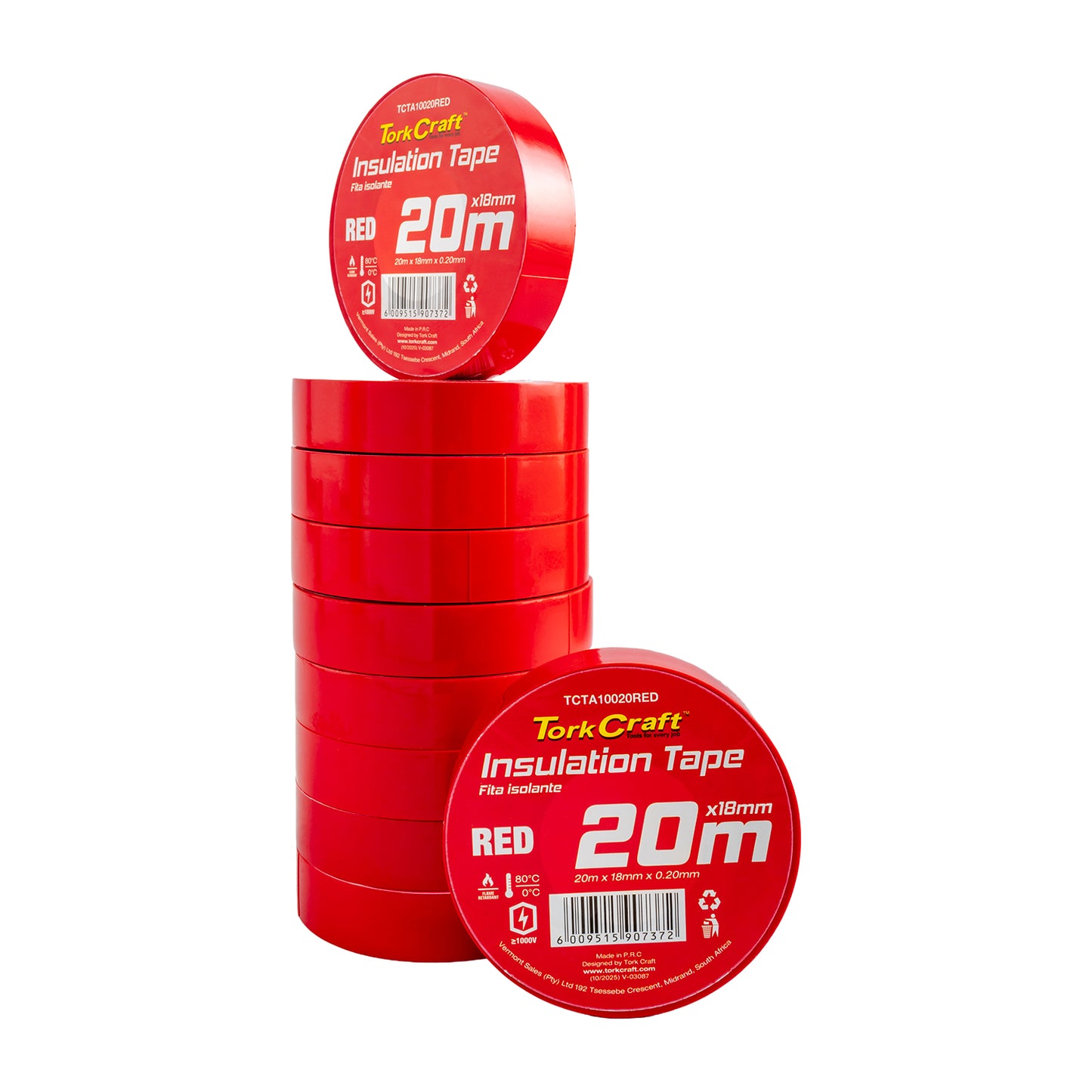 0.20MMX18MMX20M RED INSULATION TAPE