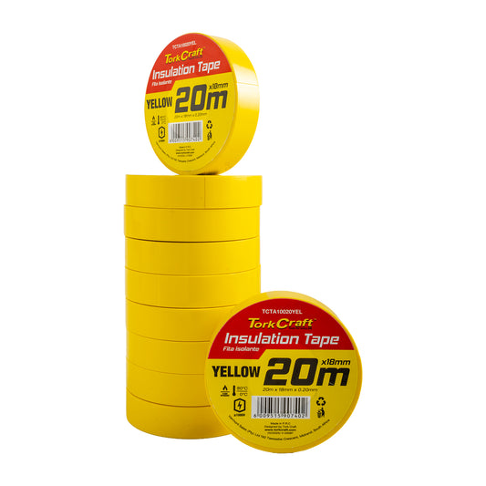 0.20MMX18MMX20M YELLOW INSULATION TAPE