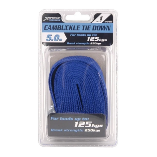 X-Strap Cambuckle Tie Down – 5M (1-Piece) | 125kg Load Capacity