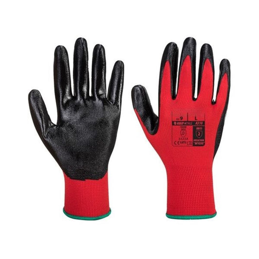 Red/Black Nitrile Coated Work Gloves