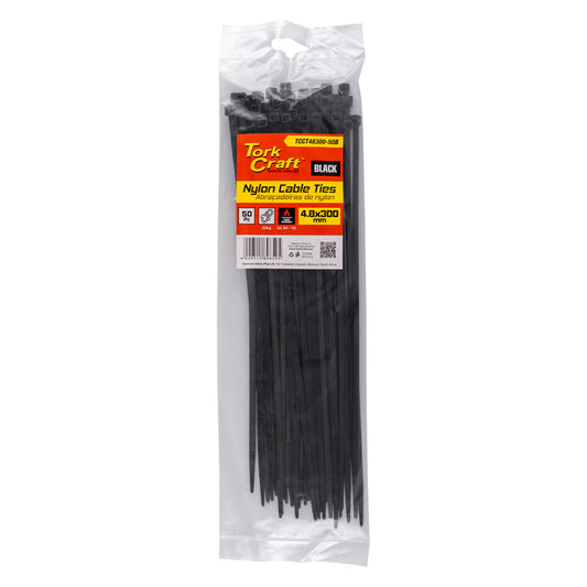 Tork Craft Nylon Cable Ties 4.8mm X 300mm Black 50pc