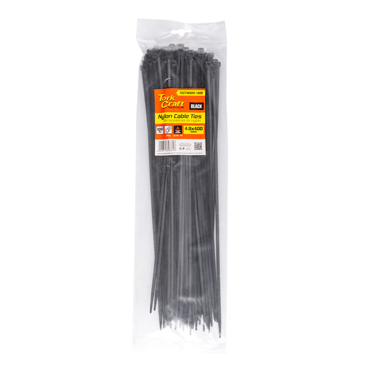 Tork Craft Nylon Cable Ties 4.8mm X 400mm Black 100pc