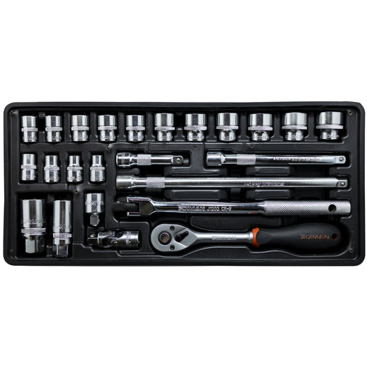 FIXMAN TRAY 24 PIECE 3/8' DRIVE SOCKETS AND ACCESSORIES