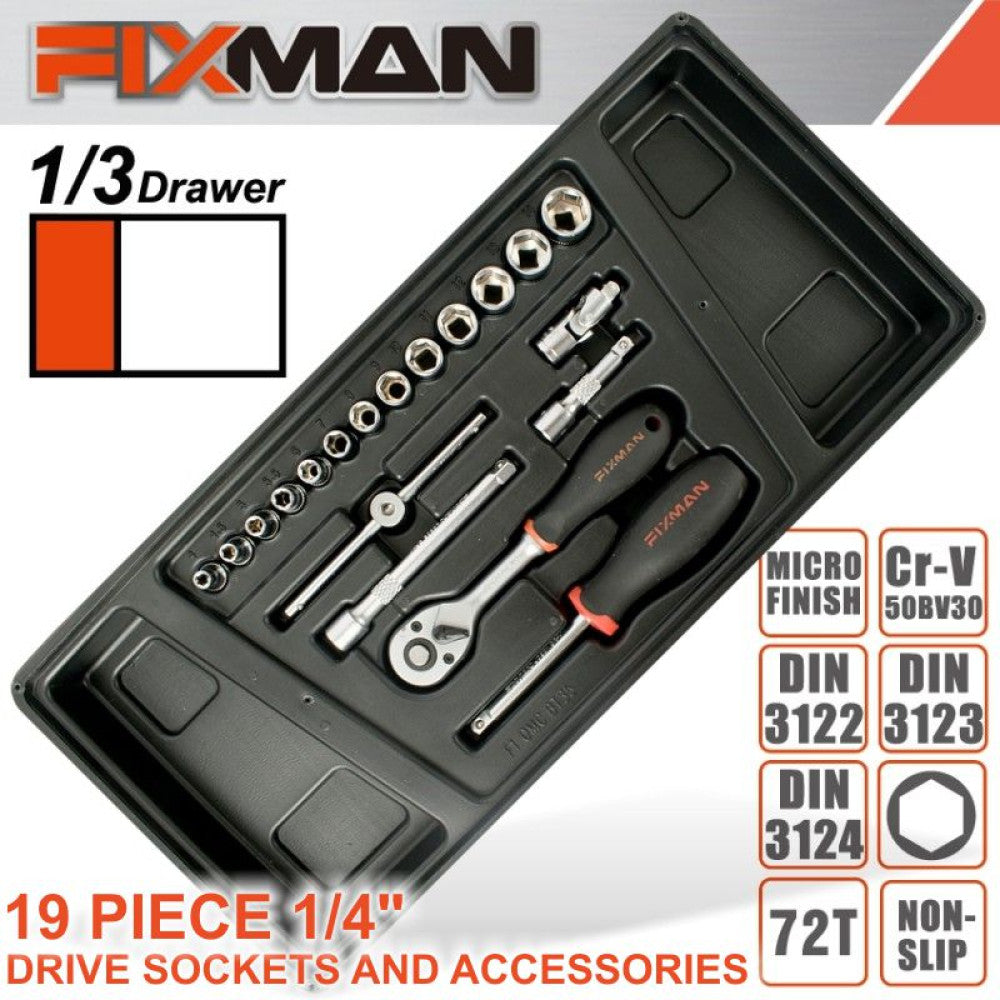 FIXMAN 7 DRAWER IND. ROLLER CABINET ON CASTORS WITH 130PC OF STOCK