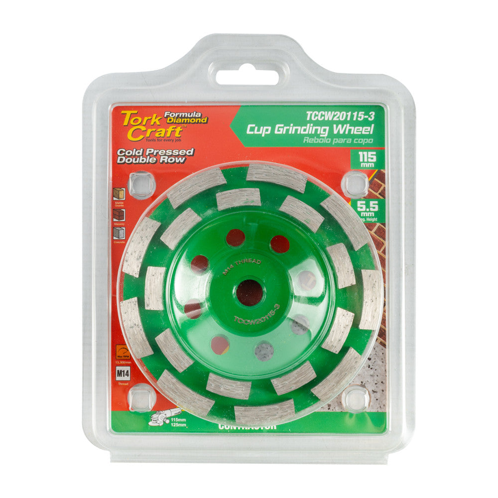 DIA. CUP WHEEL 115MM X M14 DBL ROW COLD PRESSED CONTRACTOR