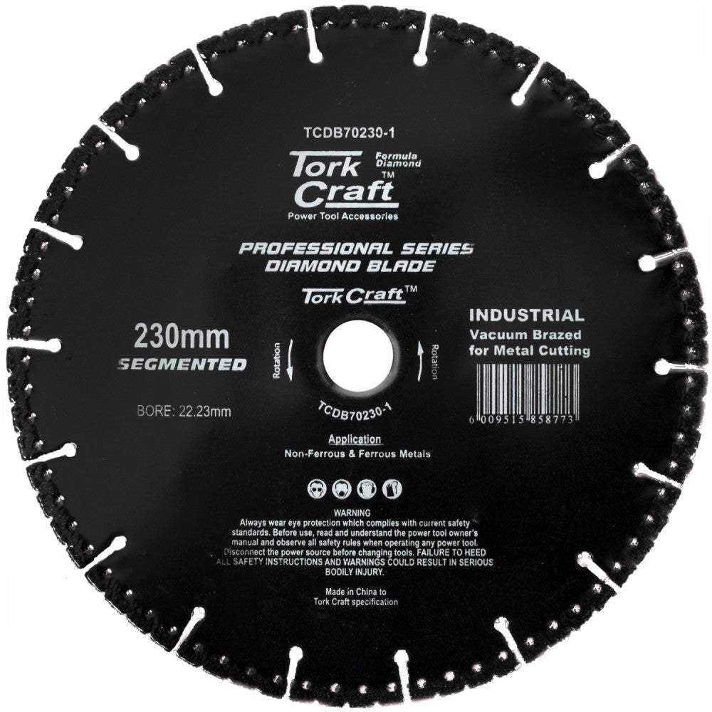 DIAMOND BLADE SEG.230X22.23MM VACUUM BRAZED METAL CUTTING