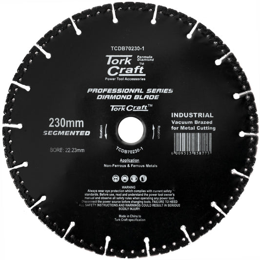 DIAMOND BLADE SEG.230X22.23MM VACUUM BRAZED METAL CUTTING