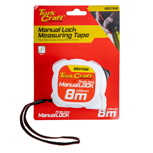 MEASURING TAPE M/LOCK 8M X 25MM PLASTIC CASING