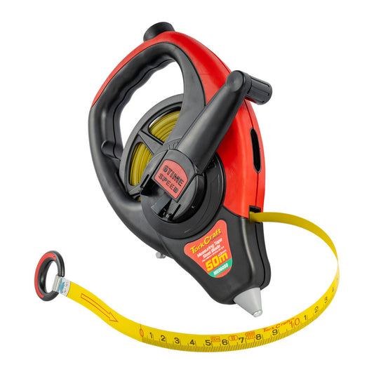 MEASURING TAPE STEEL BLADE 50M X 13MM CO-MOLDED RUBBER CASING