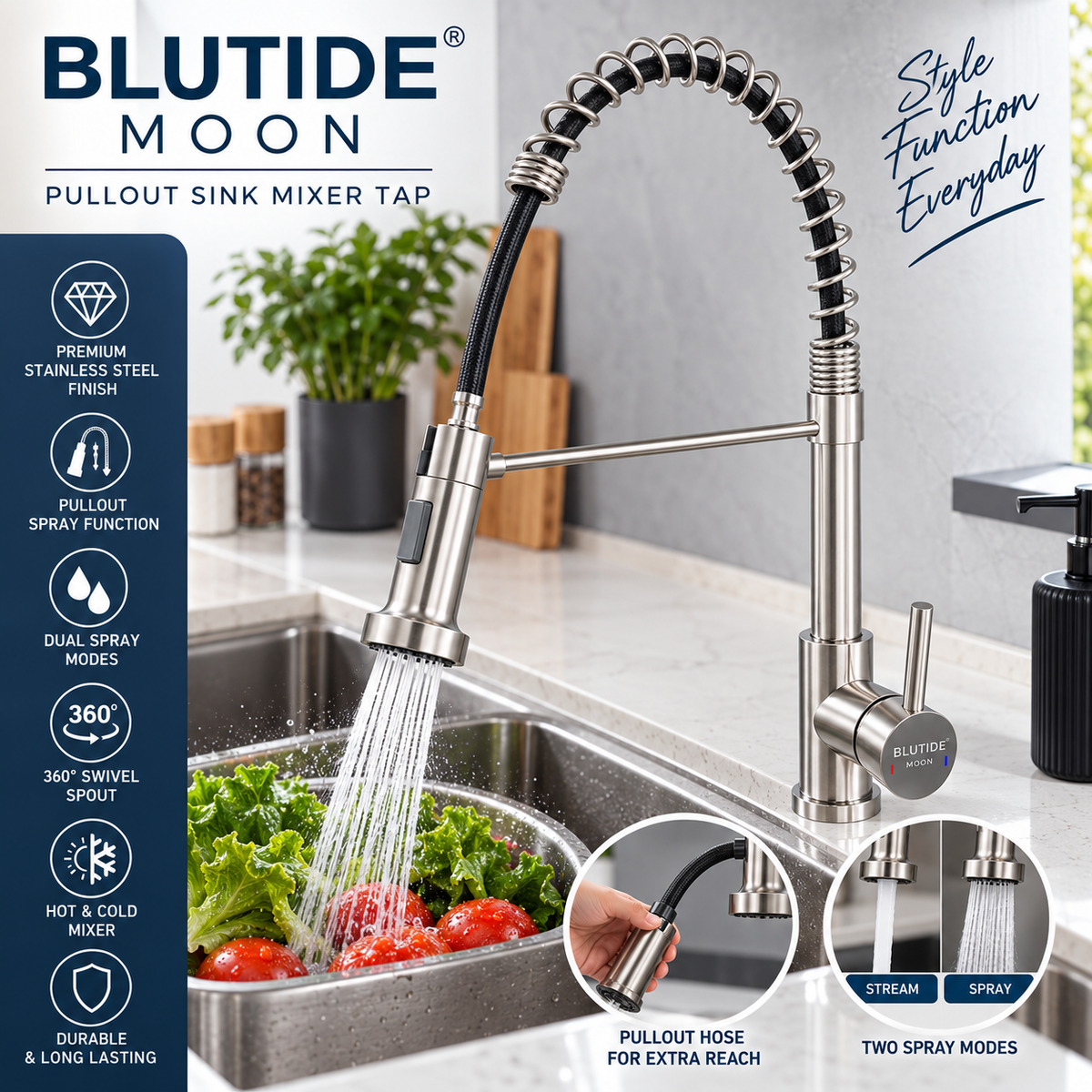 Blutide Moon Pullout Sink Mixer Tap